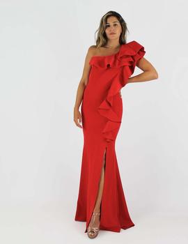 Vestido largo asimétrico rojo