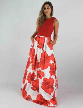Vestido largo estampado rojo