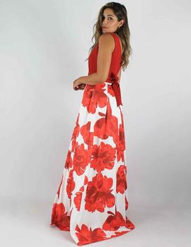 Vestido largo estampado rojo