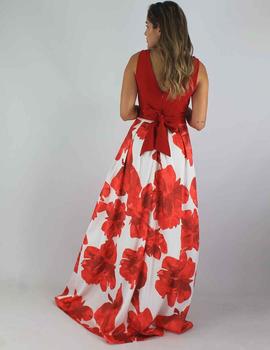 Vestido largo estampado rojo