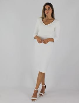 Vestido corto hombreras blanco