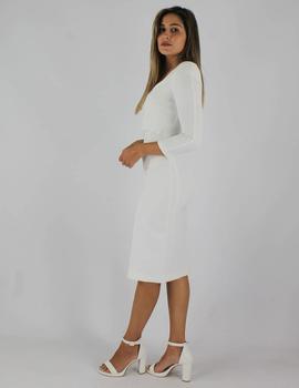 Vestido corto hombreras blanco