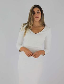 Vestido corto hombreras blanco