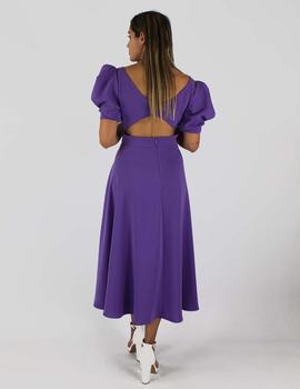 Vestido midi espalda abierta morado