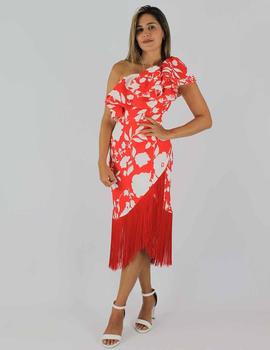 Vestido midi asimétrico rojo