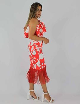 Vestido midi asimétrico rojo