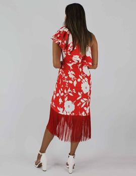 Vestido midi asimétrico rojo