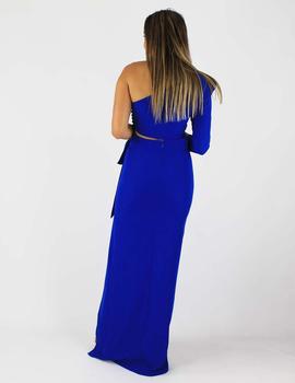 Vestido asimétrico largo azulón