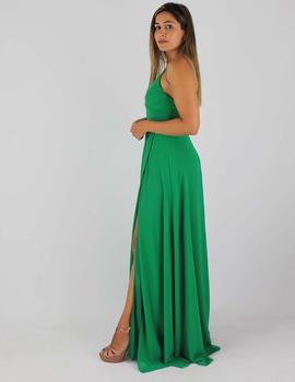 Vestido abertura escote verde