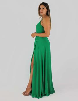 VESTIDO LARGO ESCOTE EN V VERDE