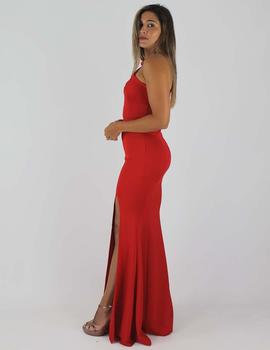 Vestido neopreno largo rojo