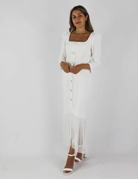 Vestido midi blanco flecos