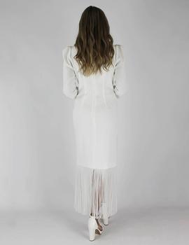 Vestido midi blanco flecos