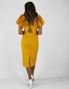 Vestido midi volantes amarillo