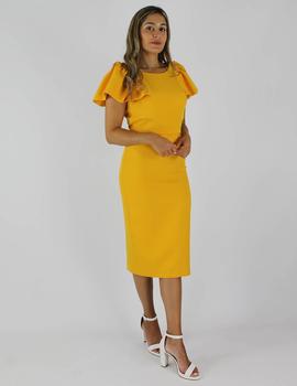 Vestido midi volantes amarillo