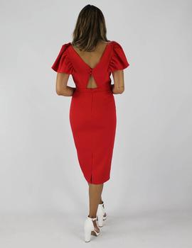 Vestido midi volantes rojo