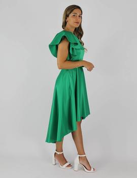 Vestido asimétrico midi verde