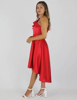 Vestido asimétrico midi rojo