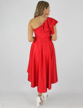 Vestido asimétrico midi rojo