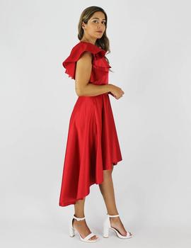Vestido asimétrico midi rojo