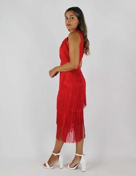 Vestido halter flecos rojo