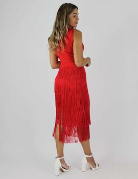 Vestido halter flecos rojo