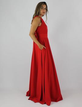 Vestido largo vuelo rojo