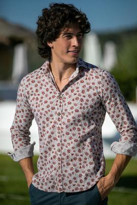 Camisa estampadas flores granates