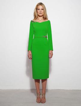 Vestido midi verde aplique