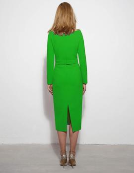 Vestido midi verde aplique