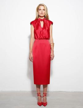 Vestido midi nudo rojo