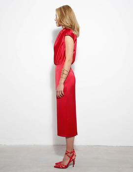 Vestido midi nudo rojo