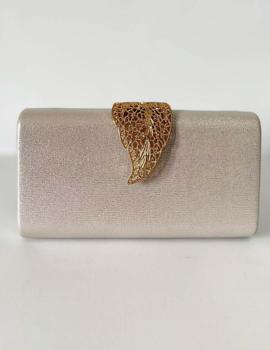 Cartera plata oro hebilla hoja