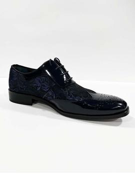 Zapato ceremonia azul con brocado