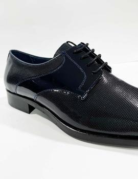 Zapato ceremonia charol puntitos azul