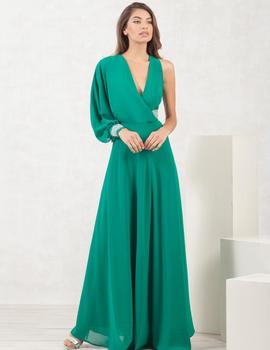 Vestido largo asimétrico verde