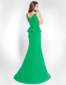 Vestido sobrefalda en verde esmerlada