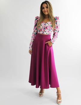 Falda midi vuelo buganvilla