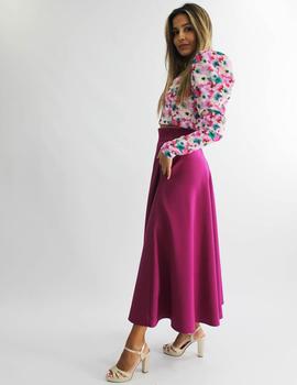 Falda midi vuelo buganvilla