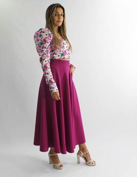 Falda midi vuelo buganvilla