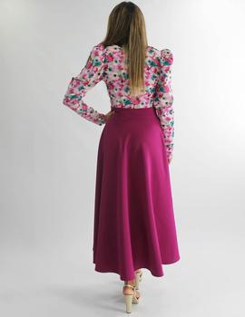 Falda midi vuelo buganvilla