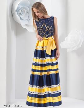 Vestido largo encaje amarillo