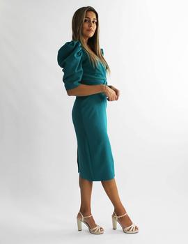 Vestido midi verde botella