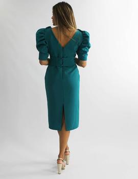 Vestido midi verde botella