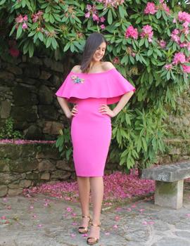 Vestido volante fucsia