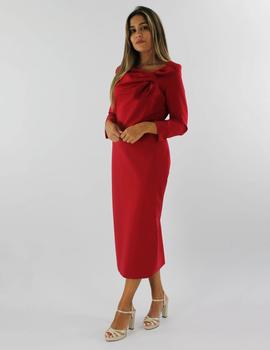 Vestido midi lazo pecho rojo