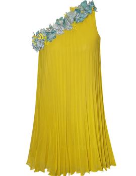 Vestido corto asimetrico amarillo