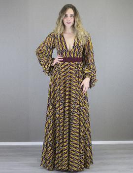 Vestido gasa estampado burdeos