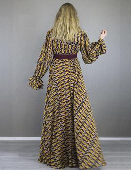 Vestido gasa estampado burdeos