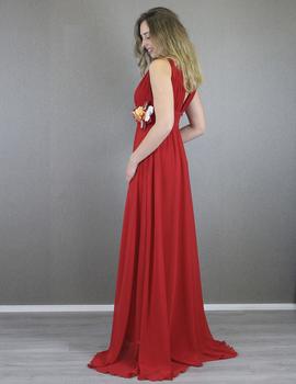 Vestido cintura drapeada en rojo